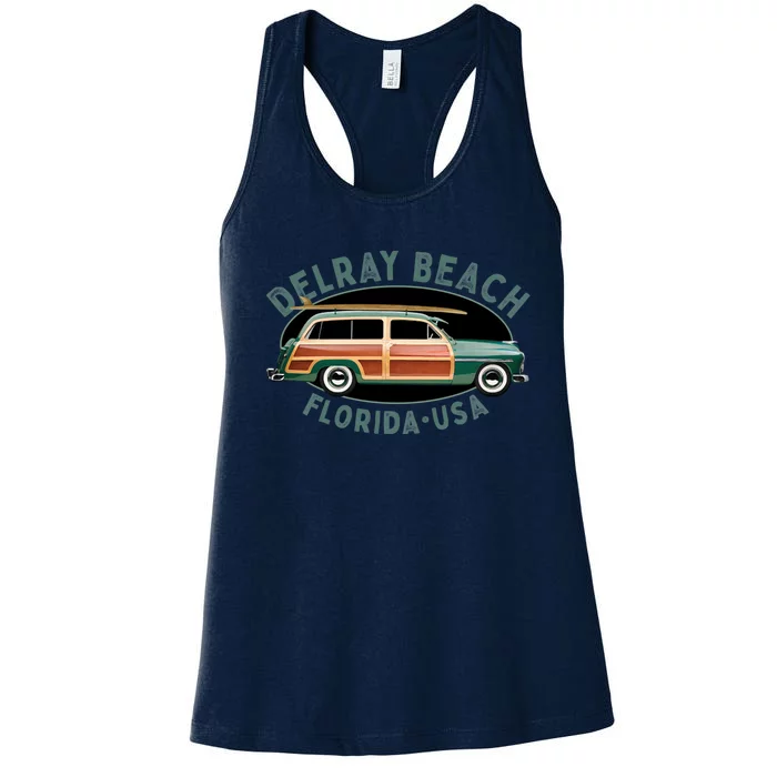 Vintage Delray Beach Florida Surfing Women's Racerback Tank