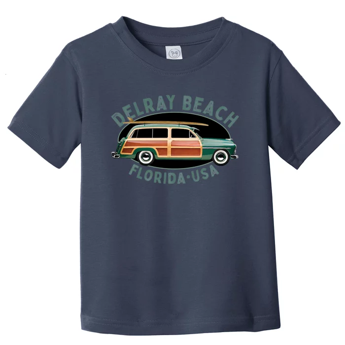 Vintage Delray Beach Florida Surfing Toddler T-Shirt