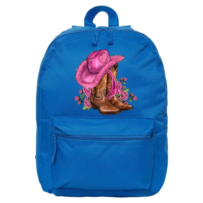 Valentines Day Boots Cow Hat And Roses Valentines Day Gift 16 in Basic Backpack