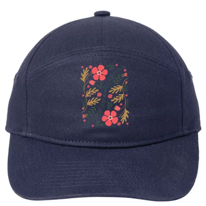 Very Demure Boho Flowers 7-Panel Snapback Hat