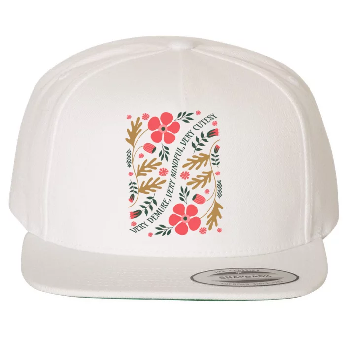 Very Demure Boho Flowers Wool Snapback Cap