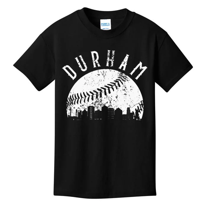 Vintage Durham Baseball Skyline Apparel Kids T-Shirt