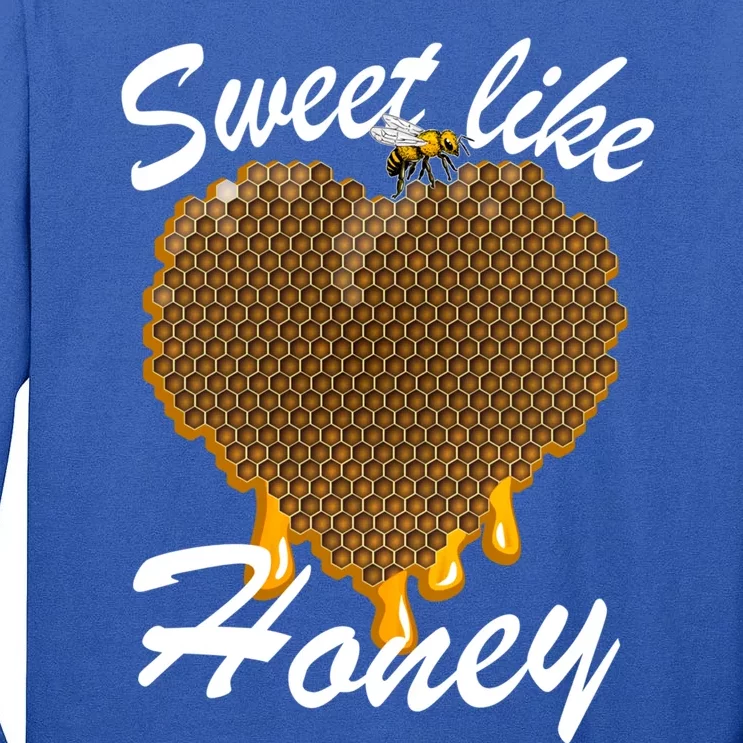 Valentines Day Beekeeper Funny Gift Honeycomb Heart Gift Tall Long Sleeve T-Shirt