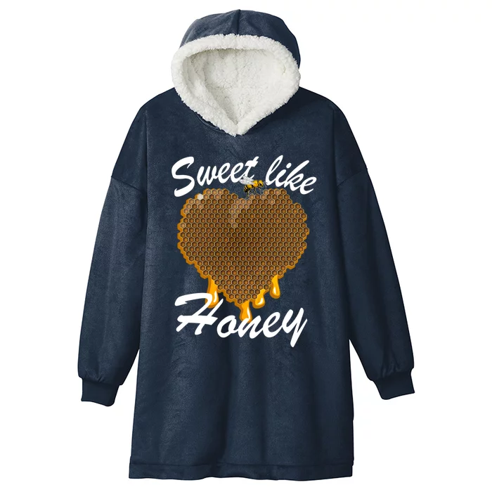 Valentines Day Beekeeper Funny Gift Honeycomb Heart Gift Hooded Wearable Blanket