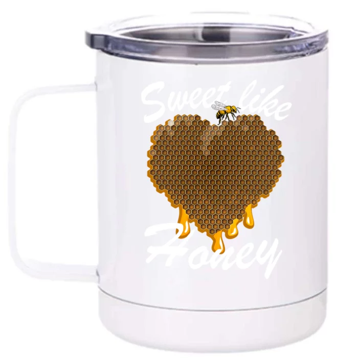 Valentines Day Beekeeper Funny Gift Honeycomb Heart Gift Front & Back 12oz Stainless Steel Tumbler Cup