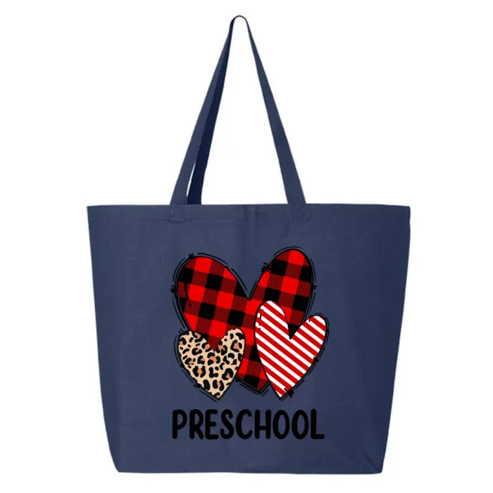 Valentines Day Buffalo Plaid Leopard Preschool Teacher Funny Gift Funny Gift 25L Jumbo Tote