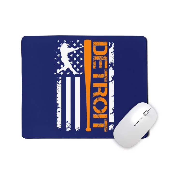 Vintage Detroit Baseball American Us Flag Mousepad