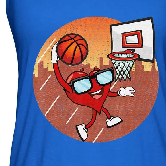 Valentines Day Basketball Heart Dunking Ball Ladies Essential Flowy Tank