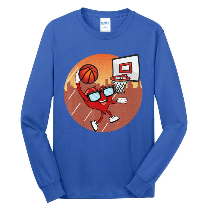 Valentines Day Basketball Heart Dunking Ball Tall Long Sleeve T-Shirt