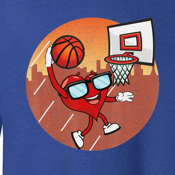 Valentines Day Basketball Heart Dunking Ball Toddler Sweatshirt