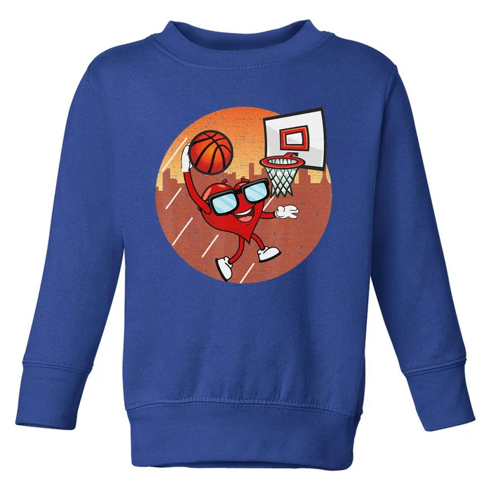 Valentines Day Basketball Heart Dunking Ball Toddler Sweatshirt