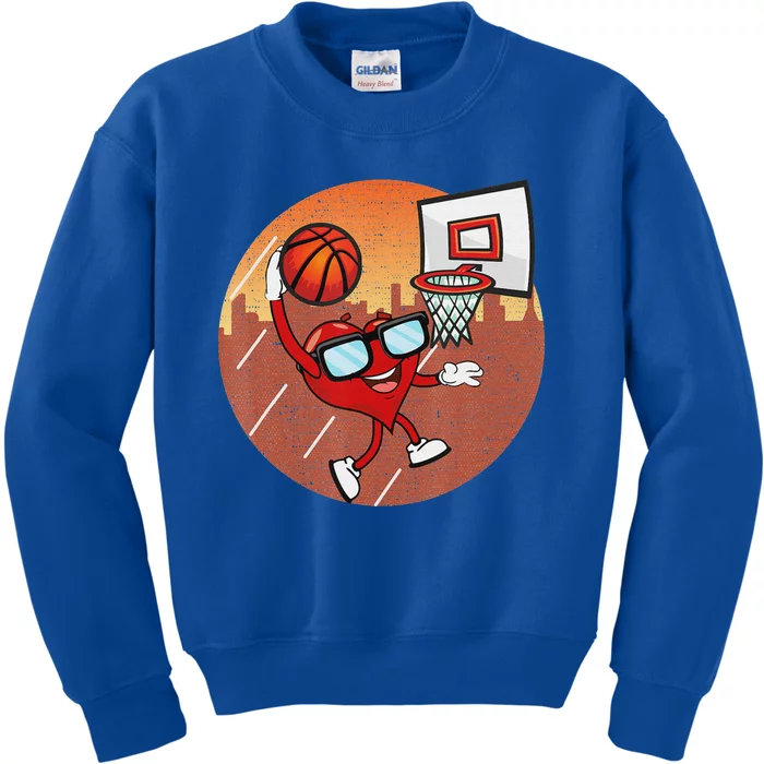 Valentines Day Basketball Heart Dunking Ball Kids Sweatshirt