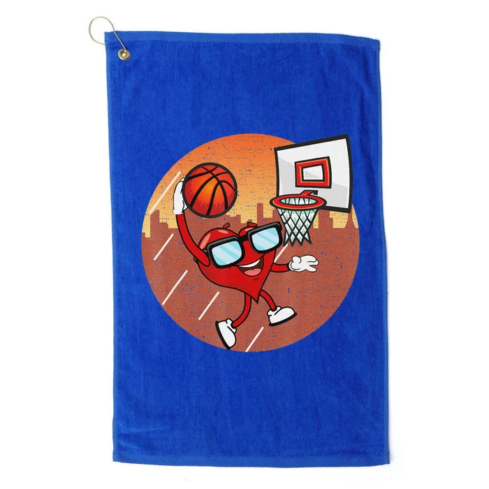 Valentines Day Basketball Heart Dunking Ball Platinum Collection Golf Towel