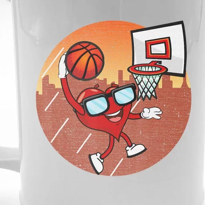 Valentines Day Basketball Heart Dunking Ball Front & Back Beer Stein