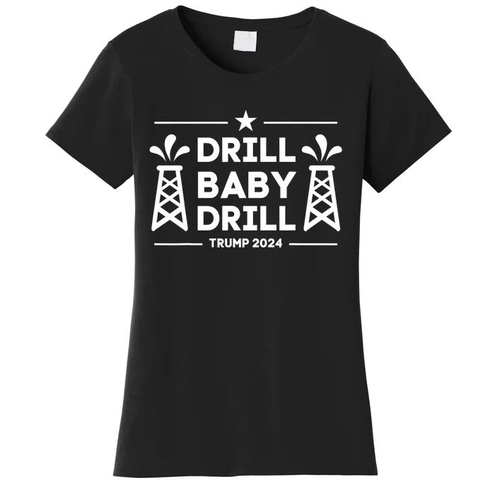 Vintage Drill Baby Drill Trump 2024 4th Of July Political Women's T-Shirt