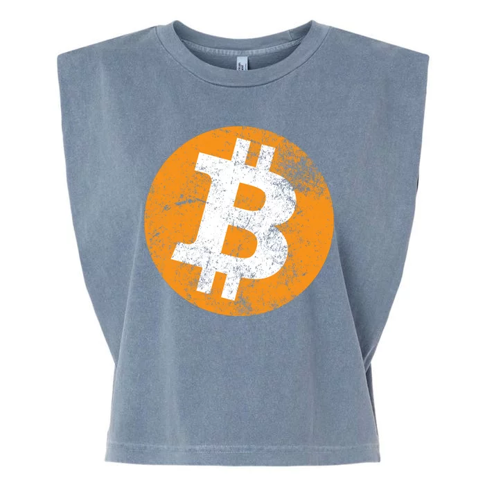 Vintage Distressed Bitcoin Logo Garment-Dyed Women's Muscle Tee