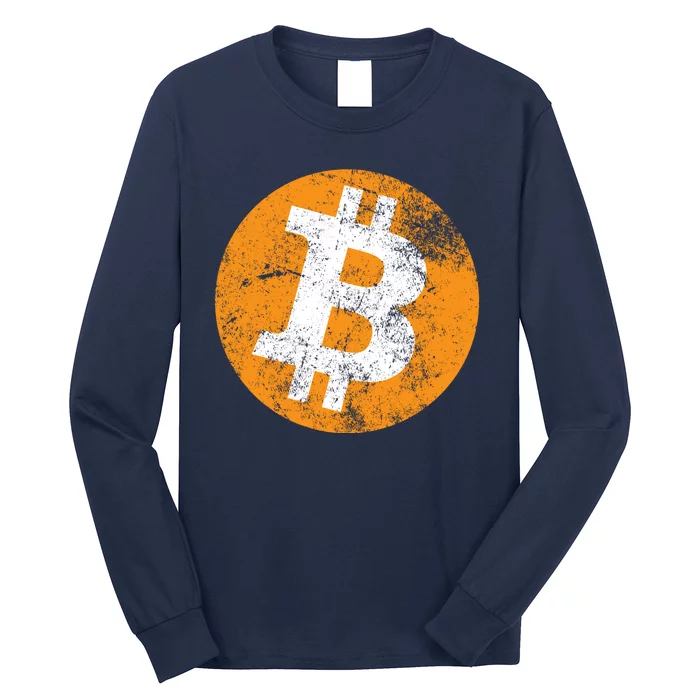 Vintage Distressed Bitcoin Logo Long Sleeve Shirt