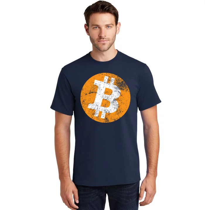 Vintage Distressed Bitcoin Logo Tall T-Shirt