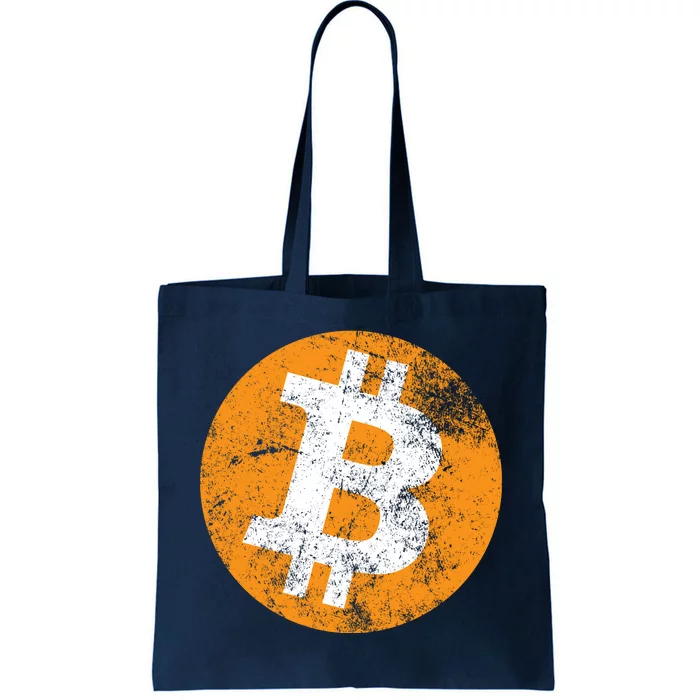 Vintage Distressed Bitcoin Logo Tote Bag