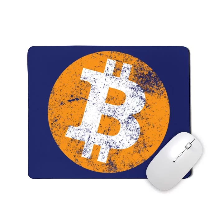 Vintage Distressed Bitcoin Logo Mousepad