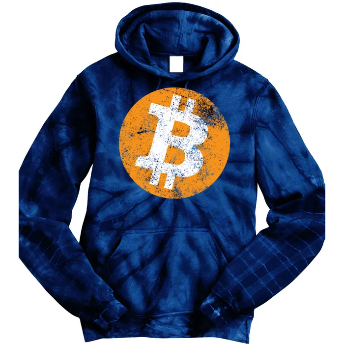 Vintage Distressed Bitcoin Logo Tie Dye Hoodie