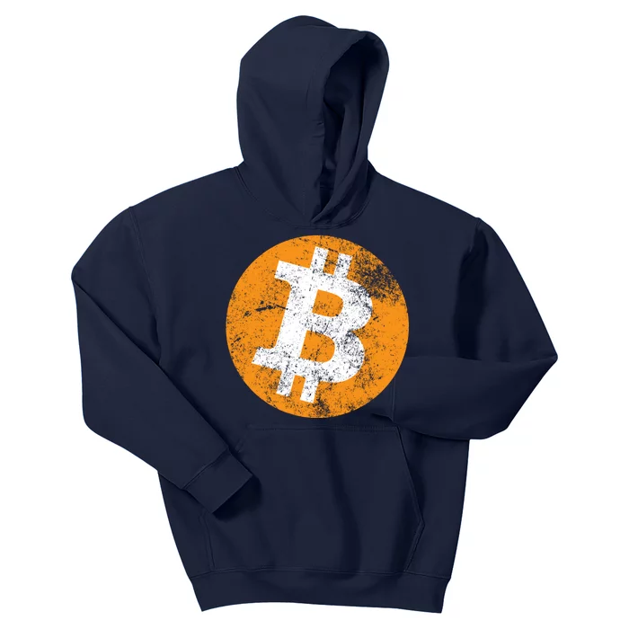 Vintage Distressed Bitcoin Logo Kids Hoodie