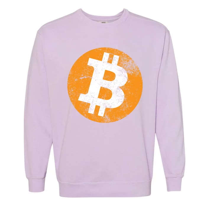 Vintage Distressed Bitcoin Logo Garment-Dyed Sweatshirt