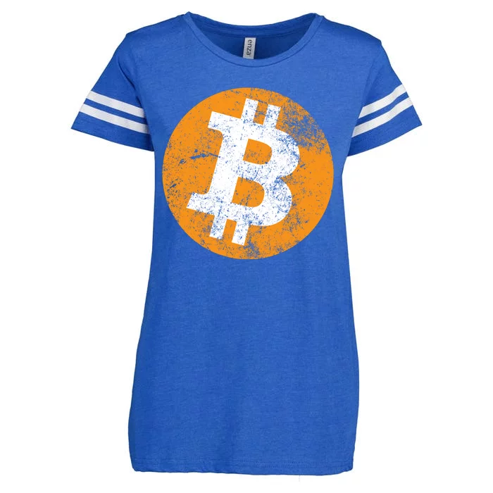 Vintage Distressed Bitcoin Logo Enza Ladies Jersey Football T-Shirt