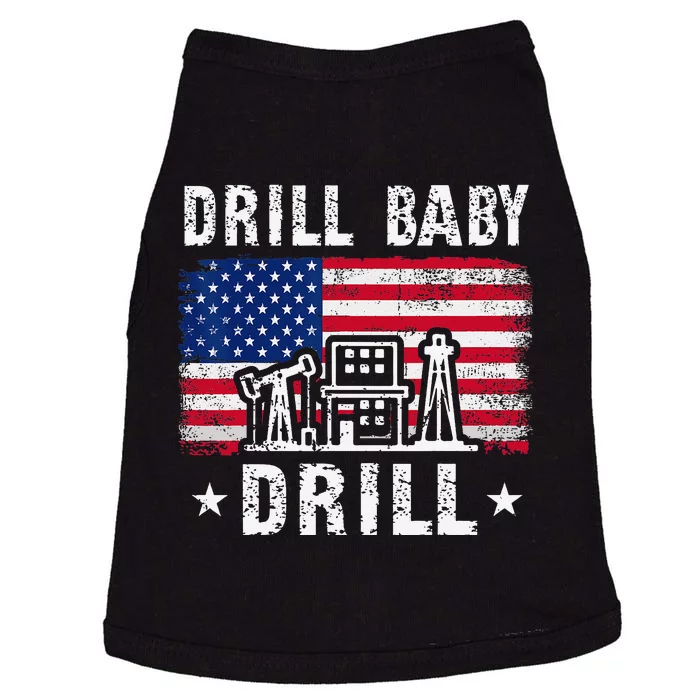 Vintage Drill Baby Drill American Flag Trump Funny Political Doggie Tank