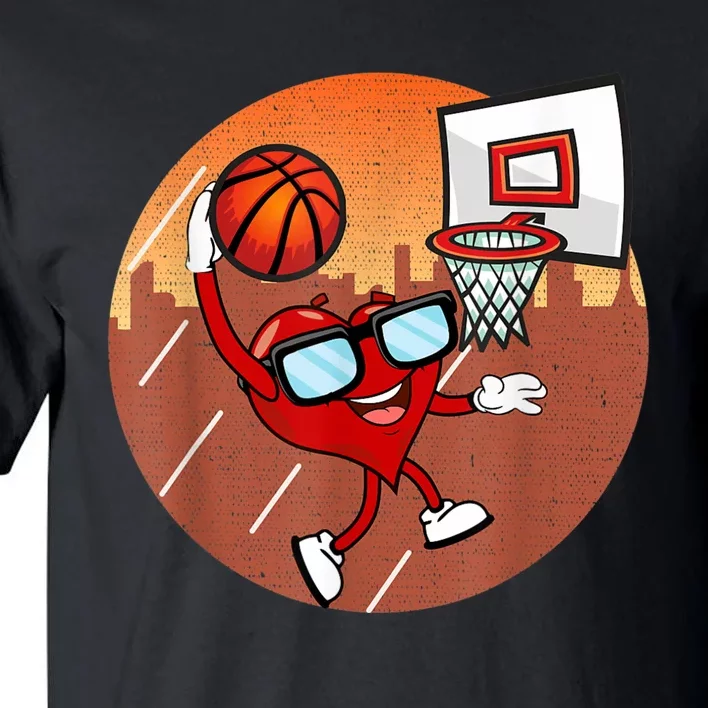 Valentines Day Basketball Heart Dunking Ball Tall T-Shirt