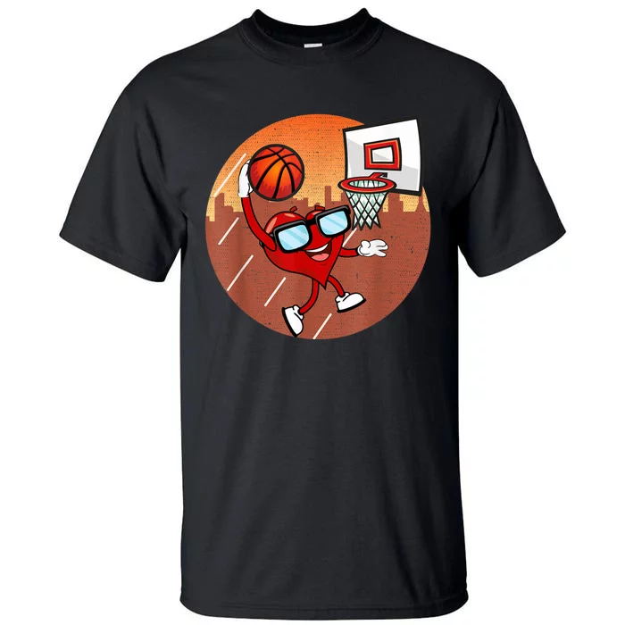 Valentines Day Basketball Heart Dunking Ball Tall T-Shirt