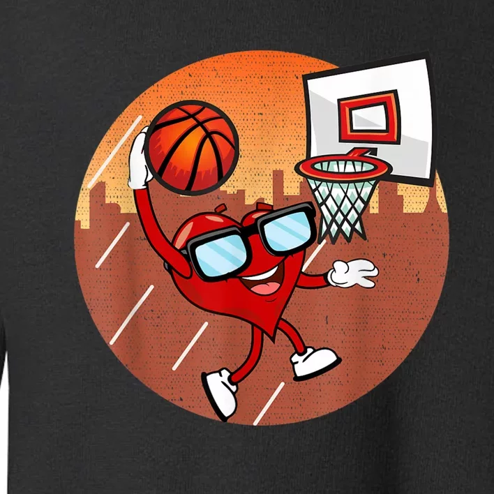 Valentines Day Basketball Heart Dunking Ball Toddler Sweatshirt