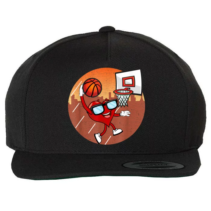 Valentines Day Basketball Heart Dunking Ball Wool Snapback Cap