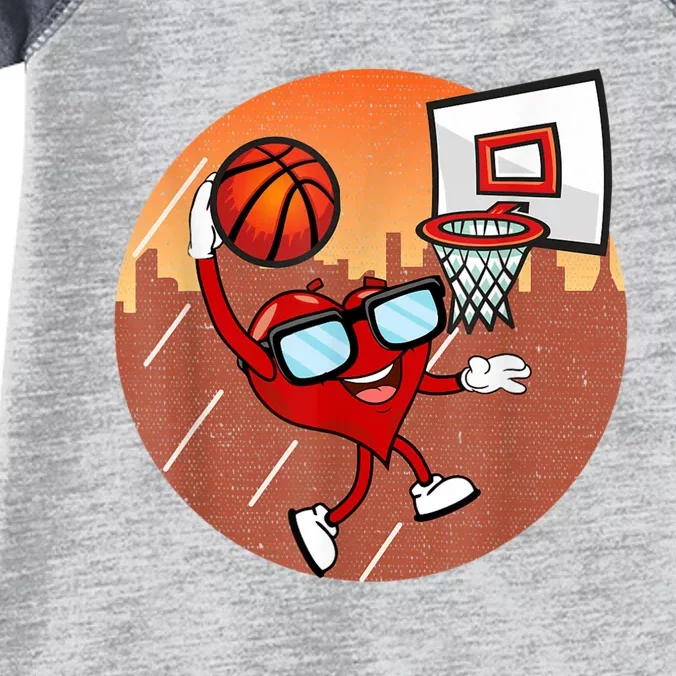 Valentines Day Basketball Heart Dunking Ball Infant Baby Jersey Bodysuit