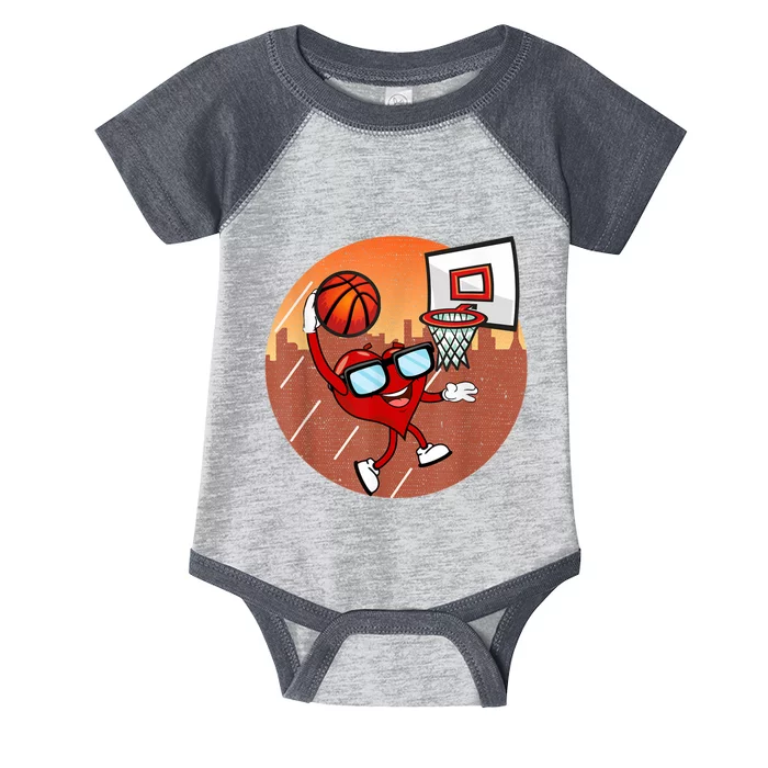 Valentines Day Basketball Heart Dunking Ball Infant Baby Jersey Bodysuit