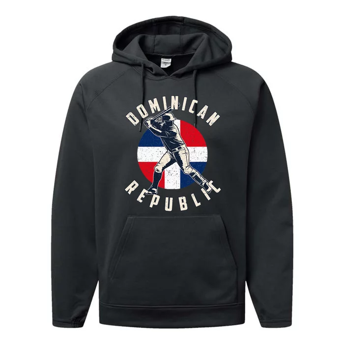 Vintage Dominican Baseball Batter Dominican Performance Fleece Hoodie