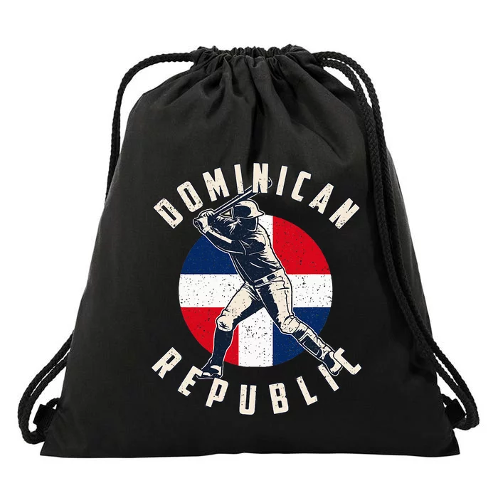 Vintage Dominican Baseball Batter Dominican Drawstring Bag