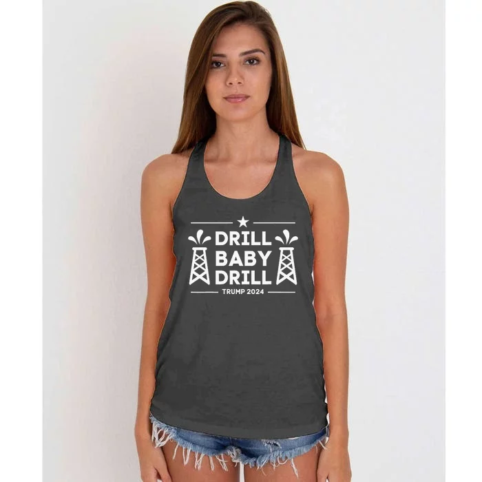 Vintage Drill Baby Drill Trump 2024 Political Women's Knotted Racerback Tank