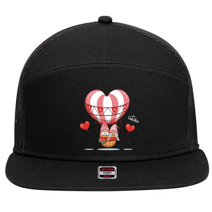 Valentines Day Balloon With Gnome Baby Boy Valentines Day 7 Panel Mesh Trucker Snapback Hat