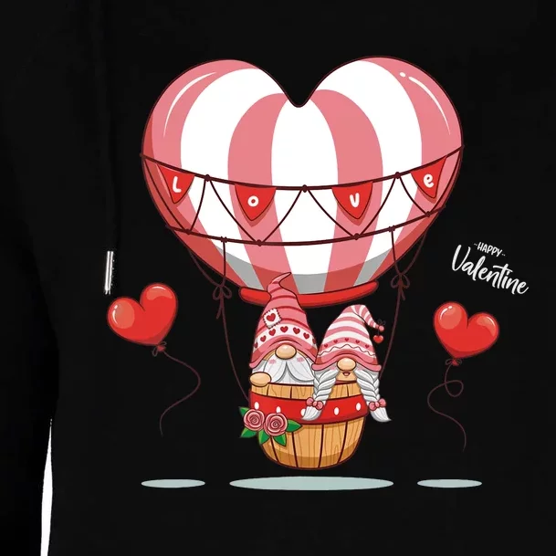 Valentines Day Balloon With Gnome Baby Boy Valentines Day Womens Funnel Neck Pullover Hood