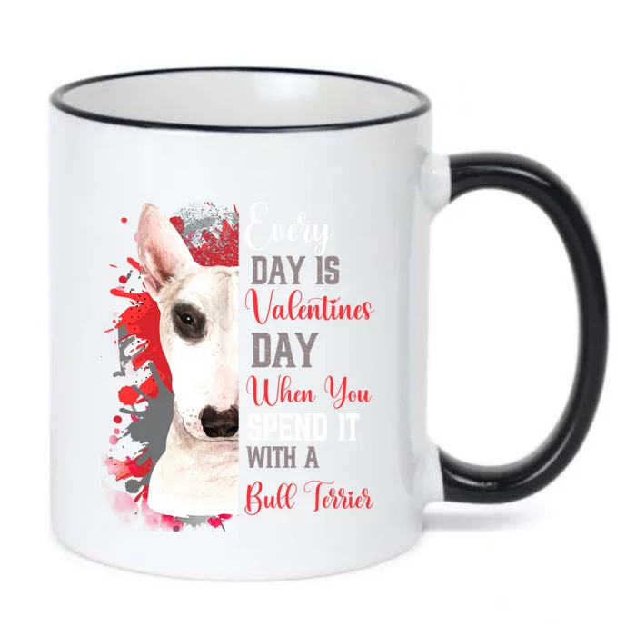 Valentines Day Bull Terrier Mom Mother White Bull Puppy Gift Black Color Changing Mug