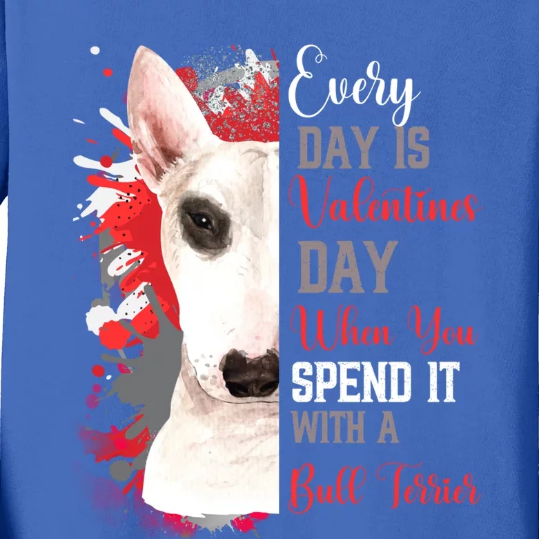 Valentines Day Bull Terrier Mom Mother White Bull Puppy Gift Kids Long Sleeve Shirt