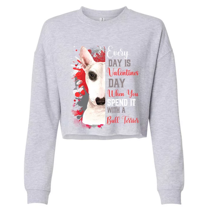 Valentines Day Bull Terrier Mom Mother White Bull Puppy Gift Cropped Pullover Crew