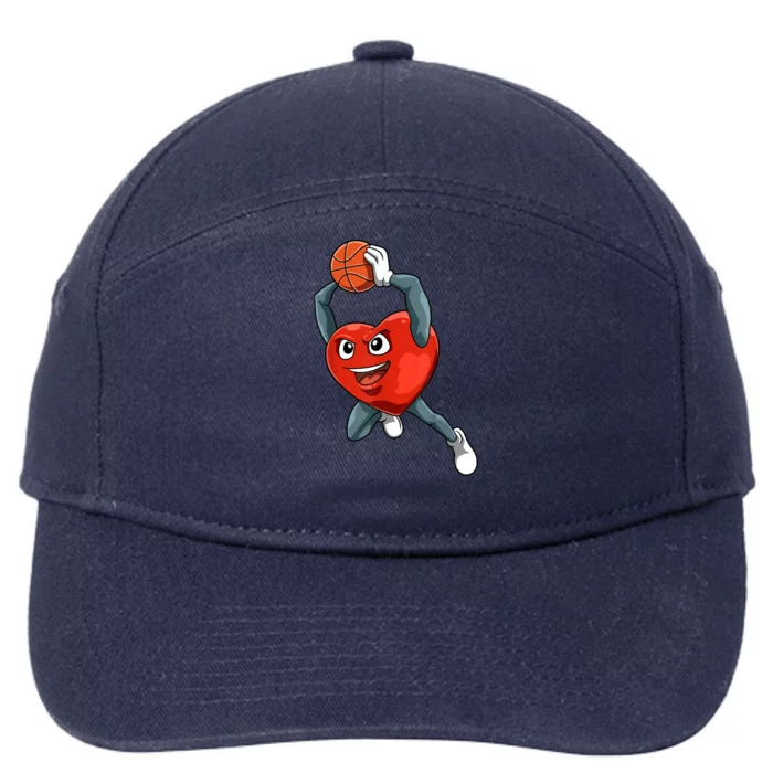 ValentineS Day Basketball Heart Basketball Valentines 7-Panel Snapback Hat