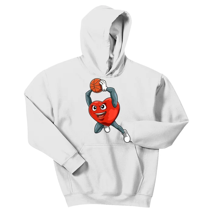 ValentineS Day Basketball Heart Basketball Valentines Kids Hoodie