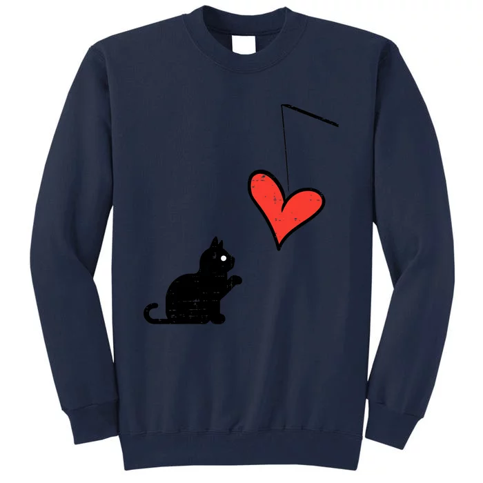 Valentines Day Black Cat Heart Toy Wo Girl Toddlers Tall Sweatshirt