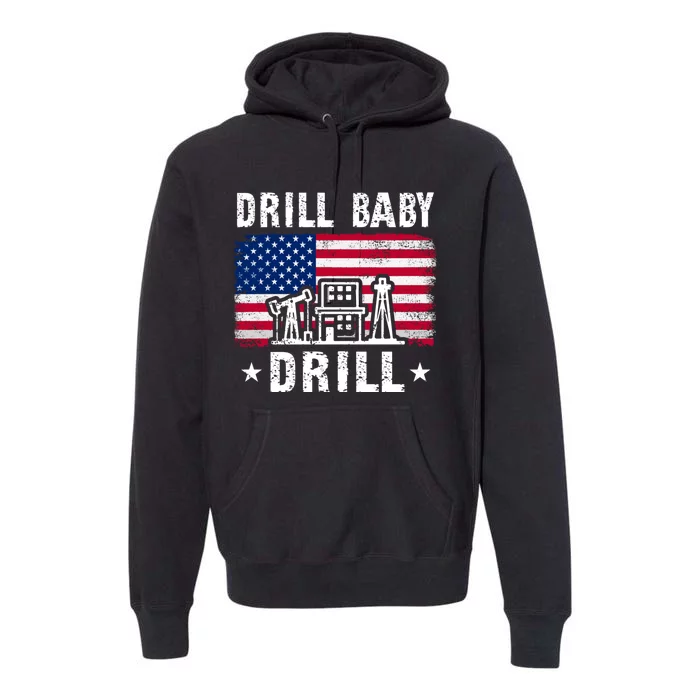 Vintage Drill Baby Drill Trump 2024 4th Of July Political Premium Hoodie