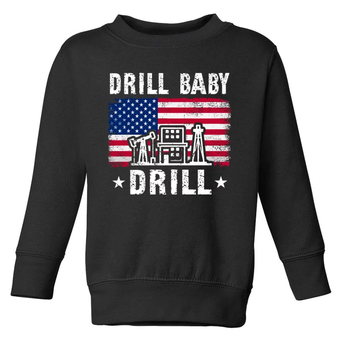 Vintage Drill Baby Drill Trump 2024 4th Of July Political Toddler Sweatshirt