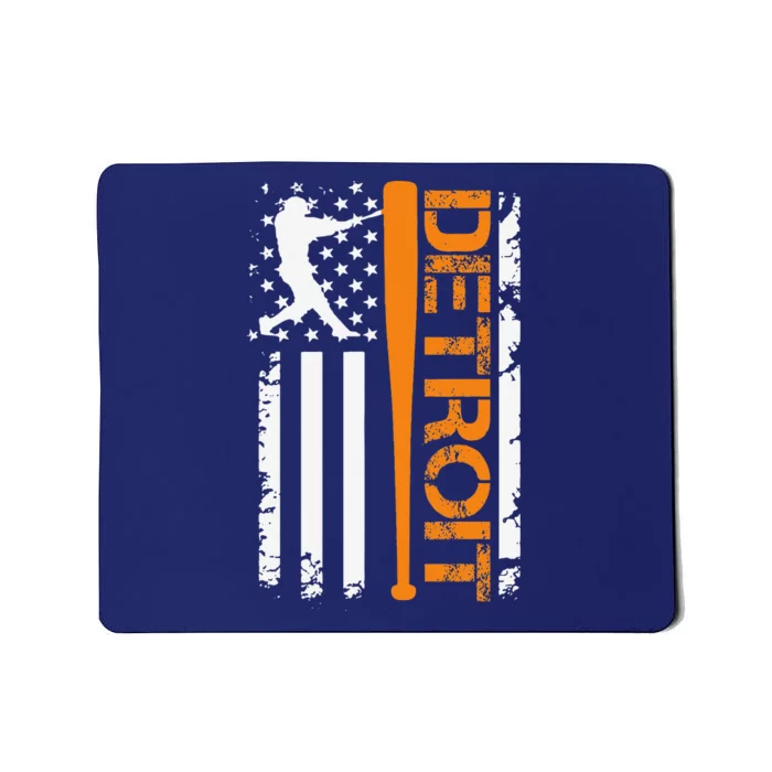 Vintage Detroit Baseball American Us Flag Mousepad