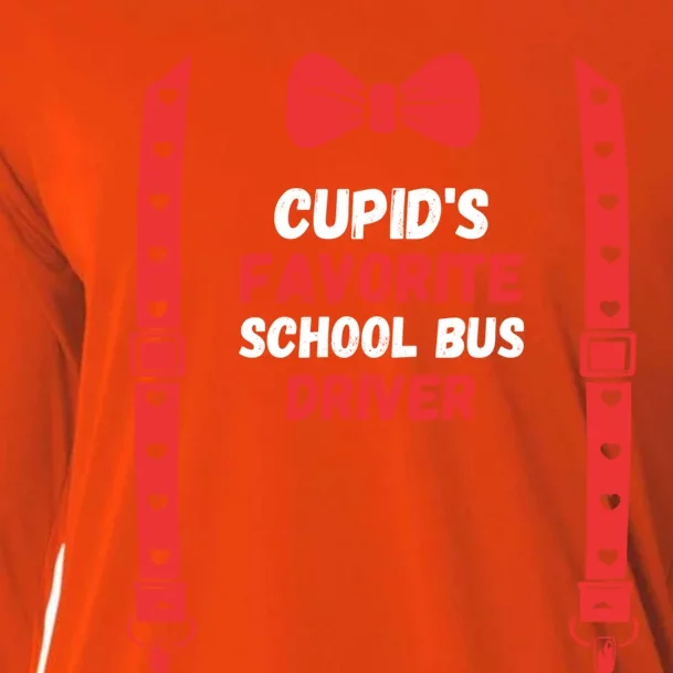 Valentines Day Custome Cupid's Favorite School Bus Driver Fo Gift Cooling Performance Long Sleeve Crew